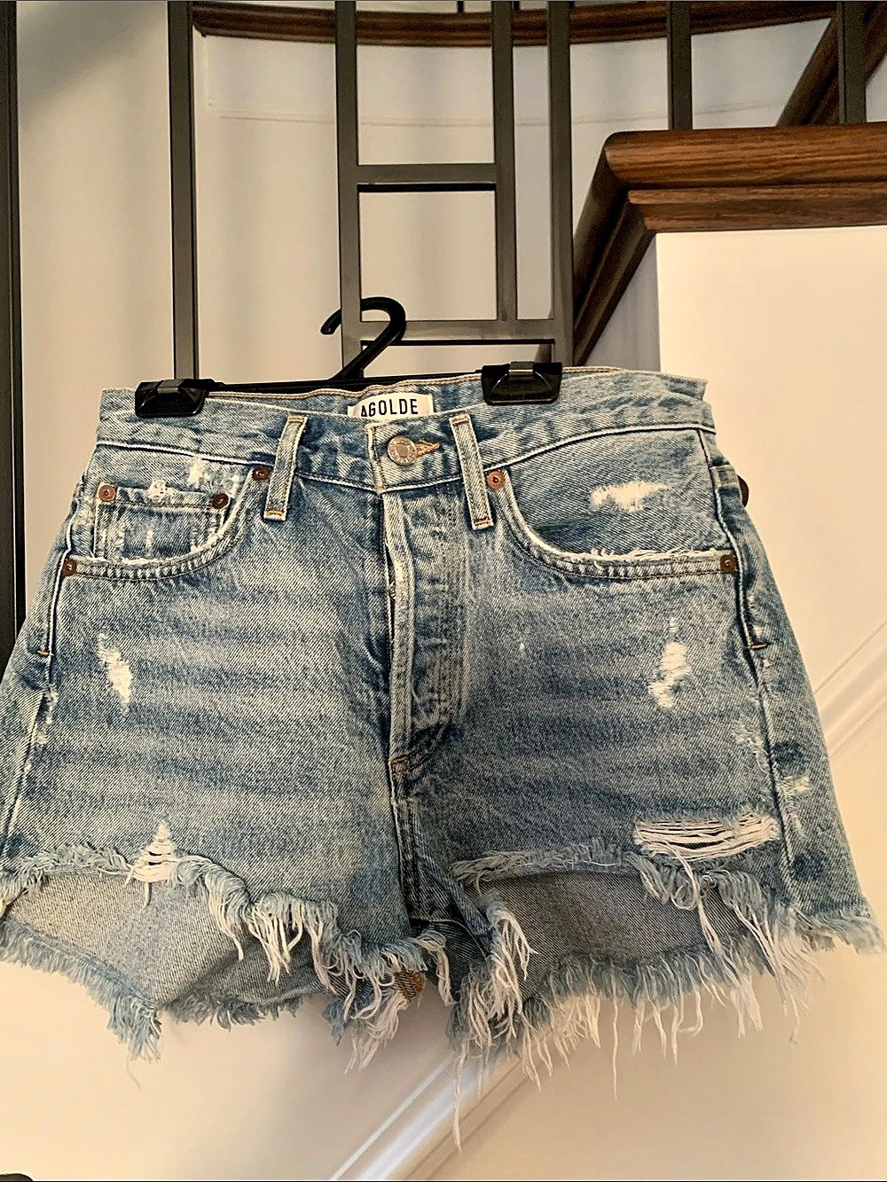 AGOLDE Cut Off Short Jean Shorts Waist 24